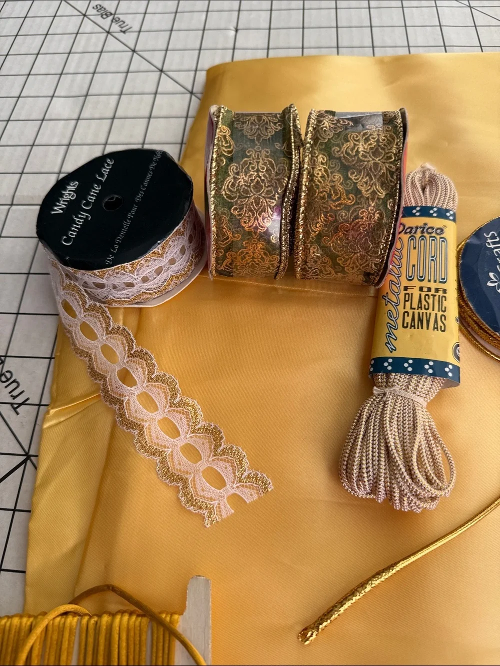 Vintage Gold Trim Ribbon Lace Wright’s Metallic Braid Craft Sewing Lot Satin